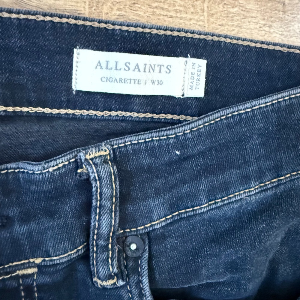AllSaints Cigarette Jeans Women's W30 Dark Wash Denim Distressed